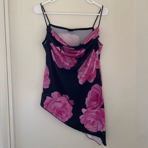 Urban Outfitters Floral Cowl Neck Asymmetrical Top Size XL